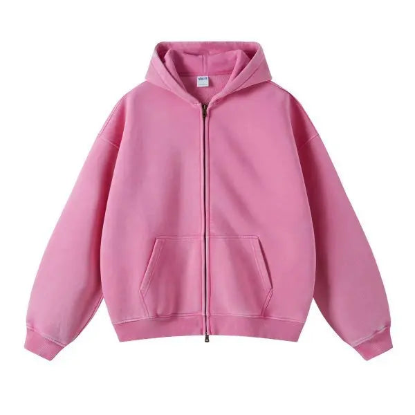 MAQVOB High Quality Luxury Apparel Street Wear Wholesale Euro US Size Spring Autum Full Up Zipper Washed Batik Dye Hoodie