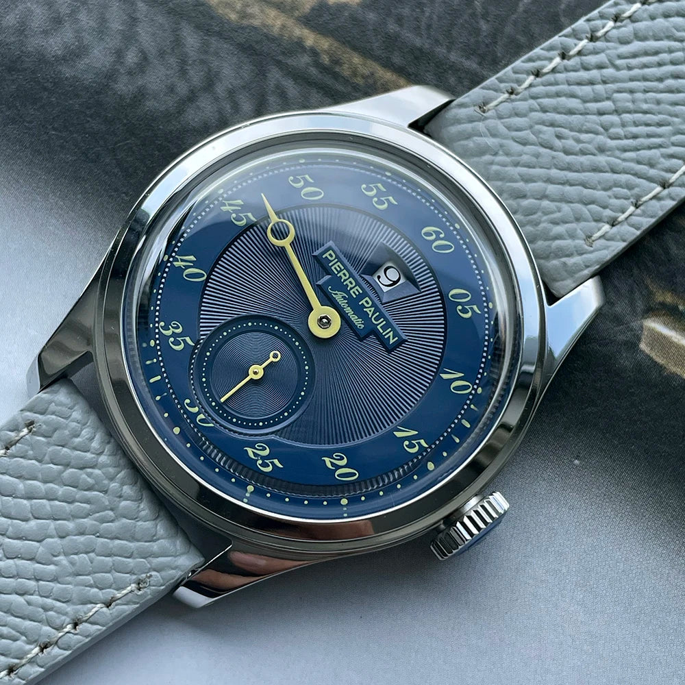 NEW Pierre Paulin Jumping Hour Men Watch White Dial Automatic St17 Mechanical Watch Vintage Date Window 38mm relogios masculino