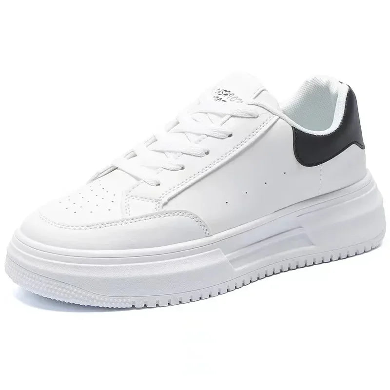 Men White Flat Sneakers 2025 New Trend Leather Breathable Sports Shoes For Men Tenis Shoes Spring Autumn Low-top Board Sneakers