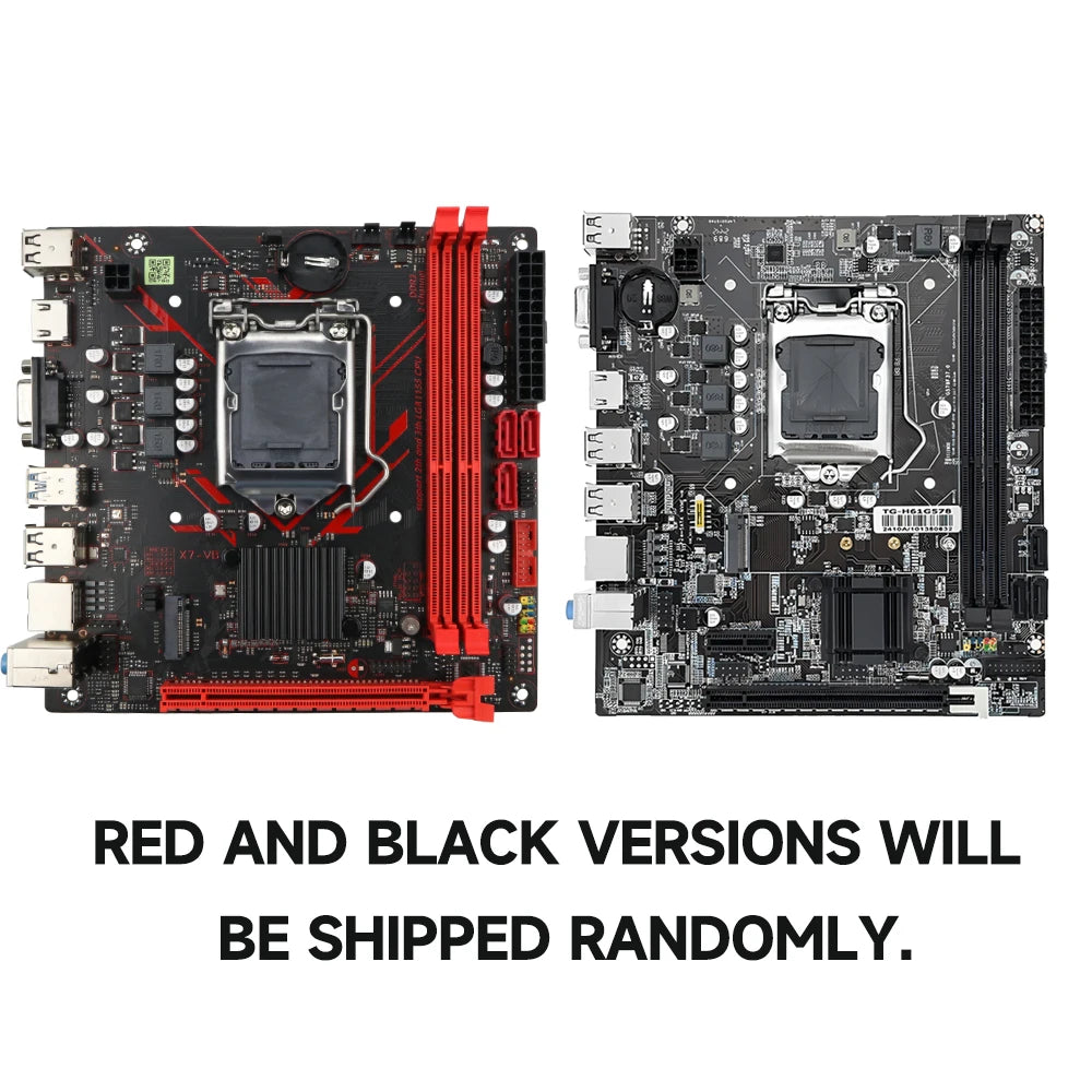 MOUGOL H61M Gaming Motherboard M.2 NVME PCIEx16 DVI Supports Dual-channel DDR3 RAM Intel Core 2/3 Gen CPU LGA1155 for Desktop PC