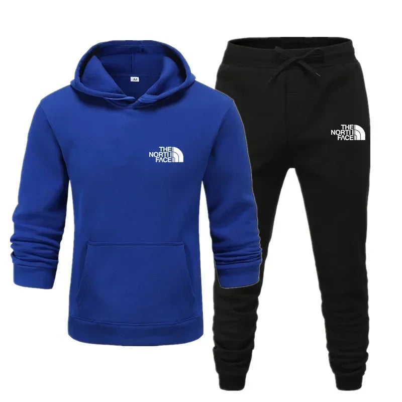 Autumn and winter printed men's and women's fashionable casual sportswear outdoor fitness jogging set hooded sportswear pants