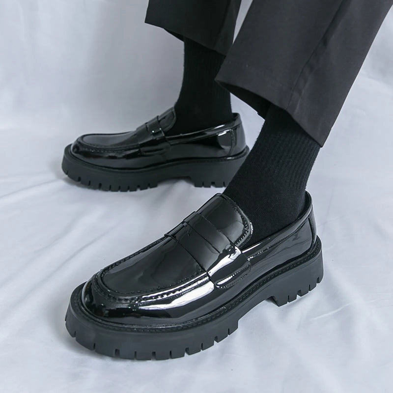 New Platform Leather Shoes Men Classic Leather Loafers Man Party Social Derby Men's Dress Formal Shoes Casual Business Brogues