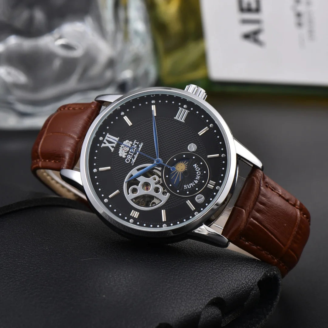 Orient Series Sports Sun, Moon, and Stars Skeleton Mechanical Men's Sports Watch Full Functionality World Time