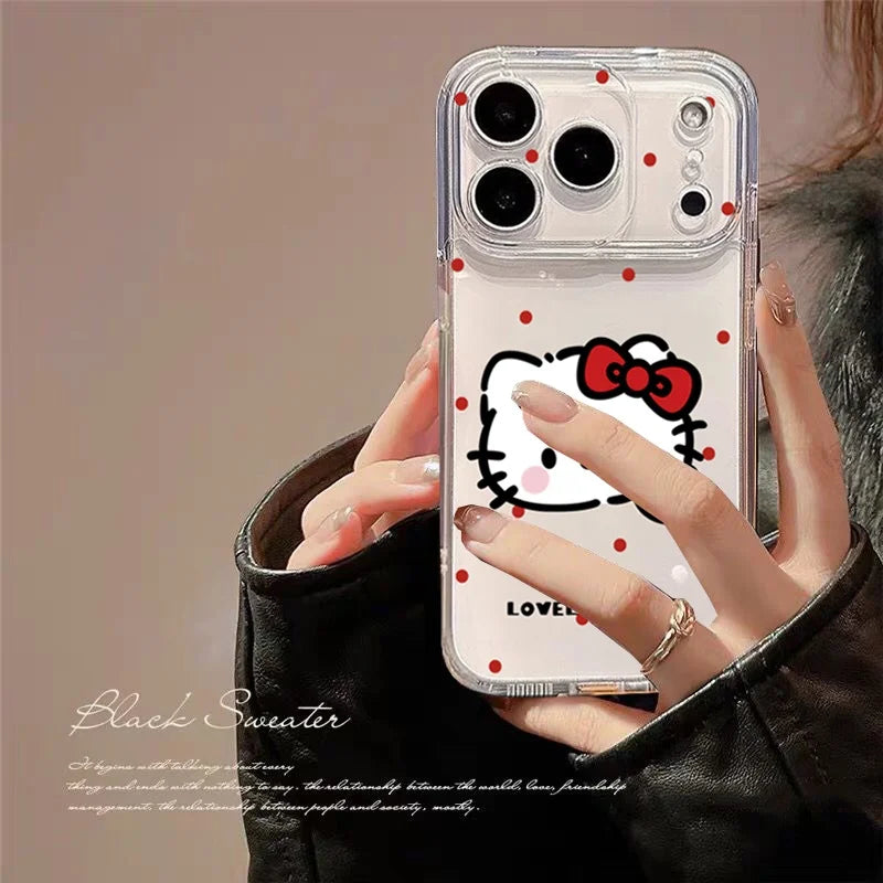 Cute Hello Kitty Phone Case For iPhone 16e 16 15 14 13 12 11 17 Pro Max XR XS Max 14 15 16 Plus Mini Soft Shockproof Clear Cover
