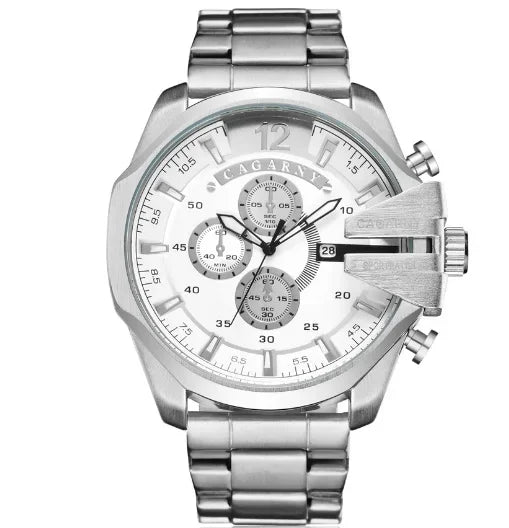 CAGARNY 6839 Luxury Steel Strip Quartz Men's Watch Calendar Luminous Large Dial Mens Watches Relogios Masculino Montres Hommes