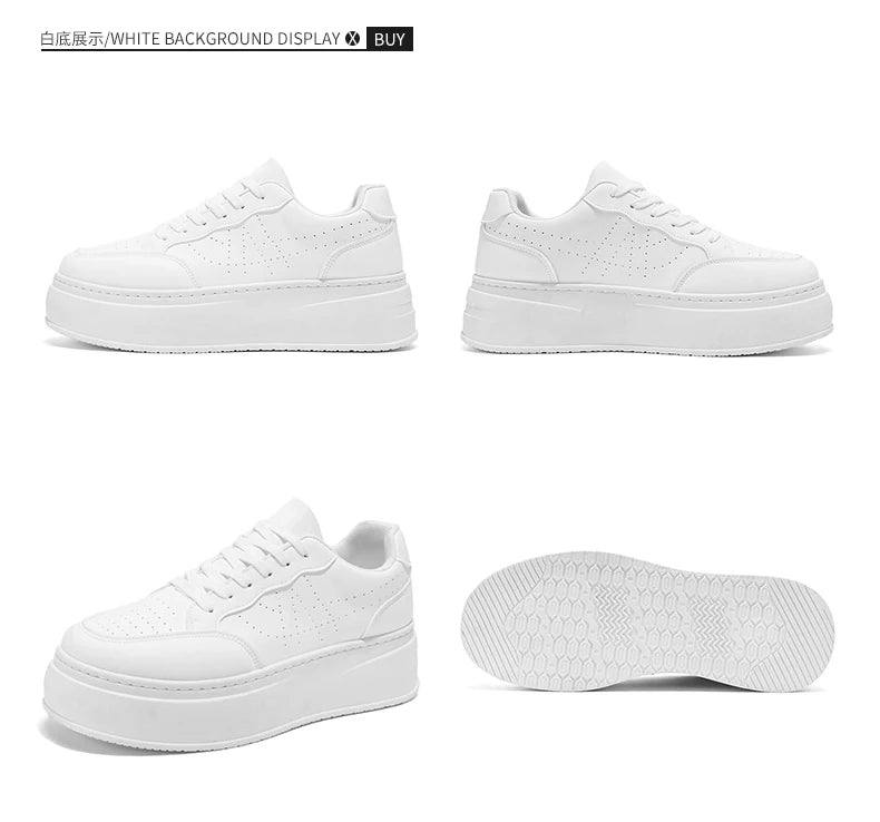 Spring Men's Shoes, New Breathable White Sneakers, Versatile Thick-soled Height-increasing Sports Shoes, and Casual Sneakers