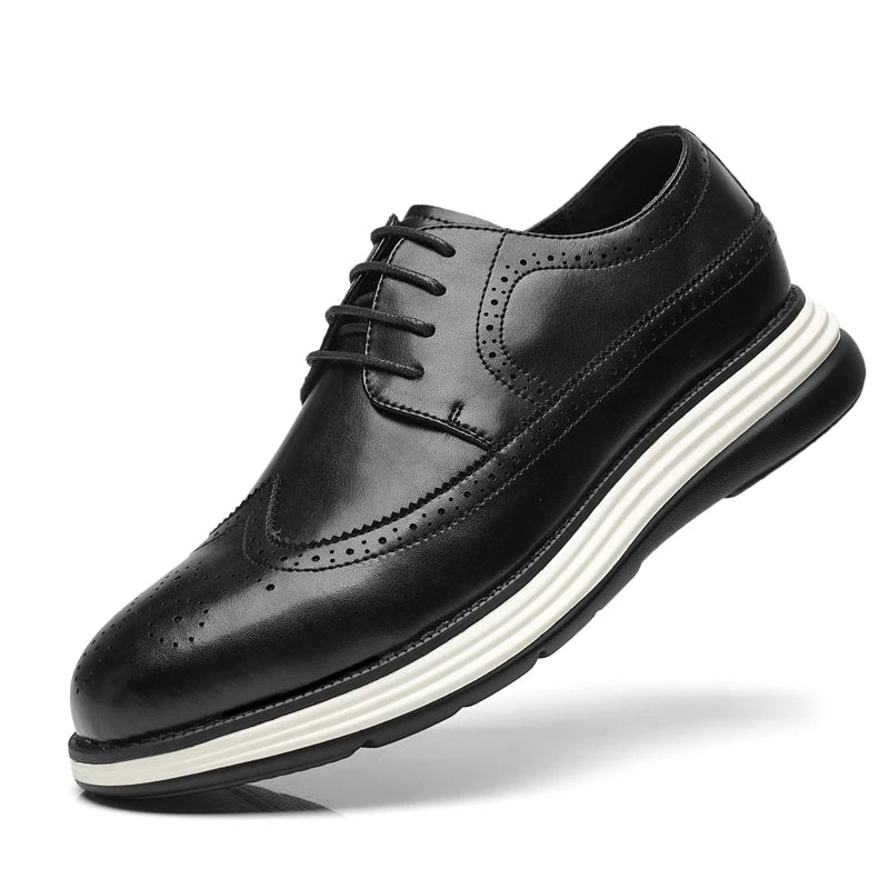2025 New Casual Leather Lace-Up Men's Business Shoes Fashion  Soft Bottom Minimalist Shoes Design & Thick Sole for Everyday Use