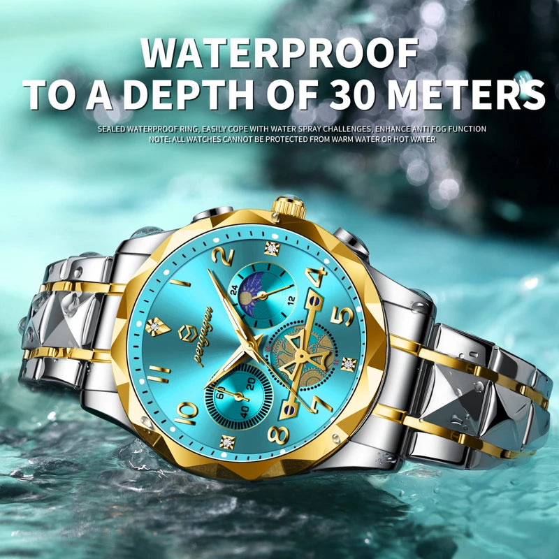 PAAZOMU Luxury Men Watch Top Original Waterproof Luminous Chronograph Man Wristwatch Stainless Steel Quartz Men's Watches Reloj