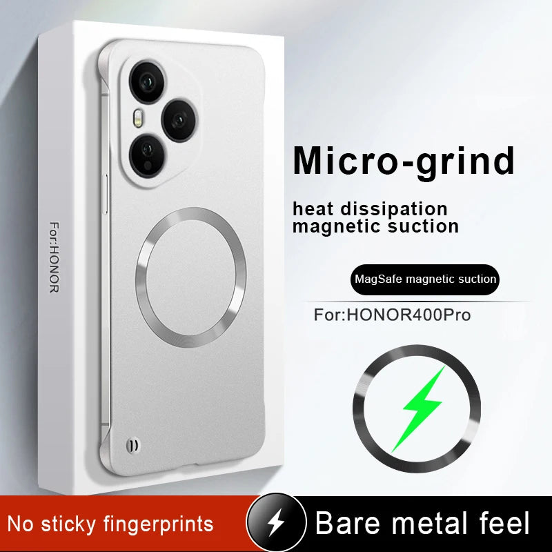 For Honor 400 Pro Ultra Thin Metallic Paint Frameless Hard PC Case for Honor400 400pro Magnetic for Magsafe Protection Cover