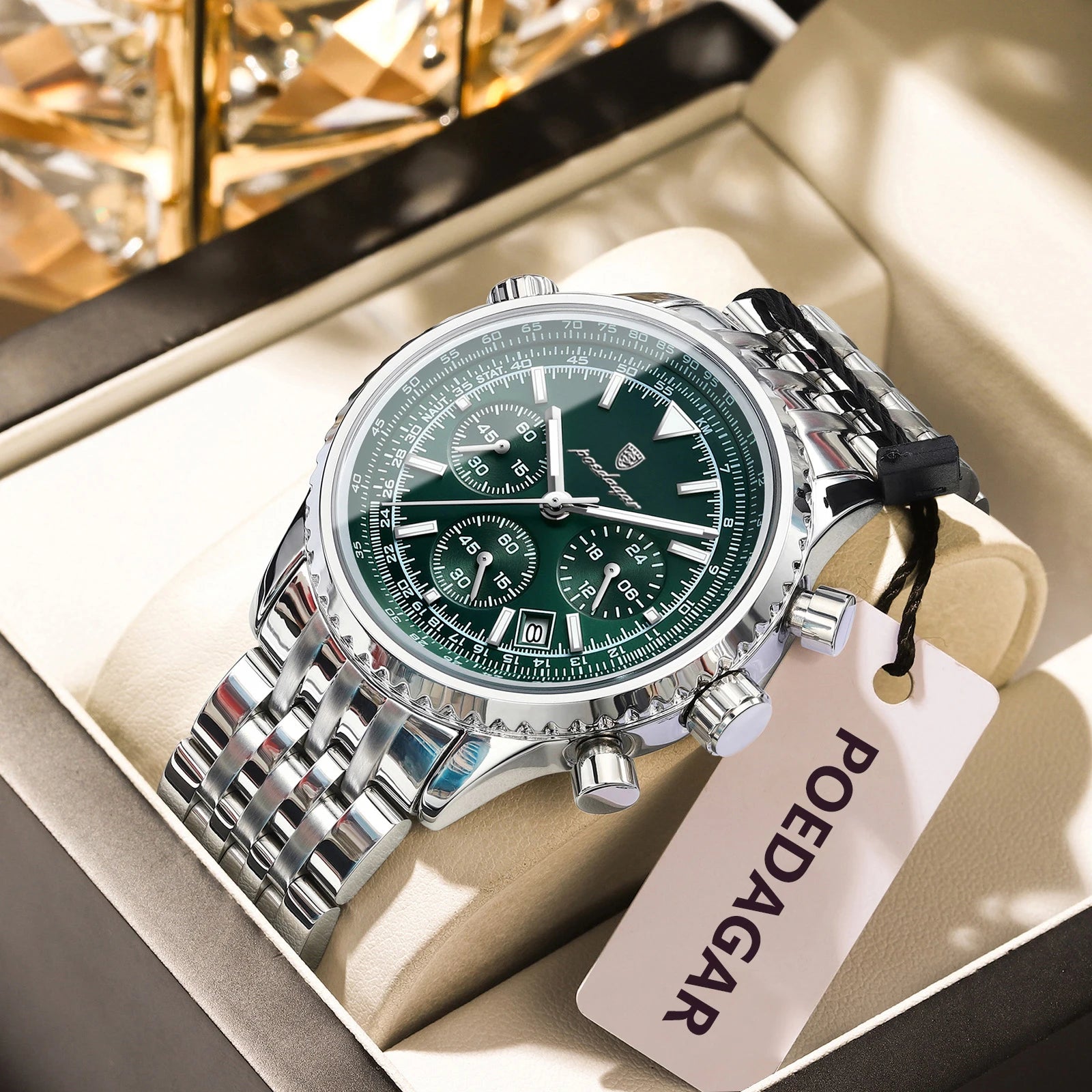 POEDAGAR Luxury Men's Watch Date Chronograph Stainless Steel Quartz Man Watch Waterproof Luminous Business Watches For Men Reloj