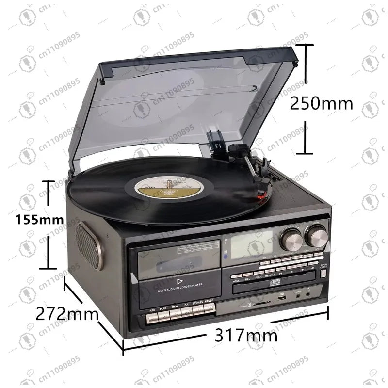 Classic Vintage Design 6-in-1 Audio Turntable Phono & Vinyl Turntable LP & Gramophone with Computer Link/3-Speed LP