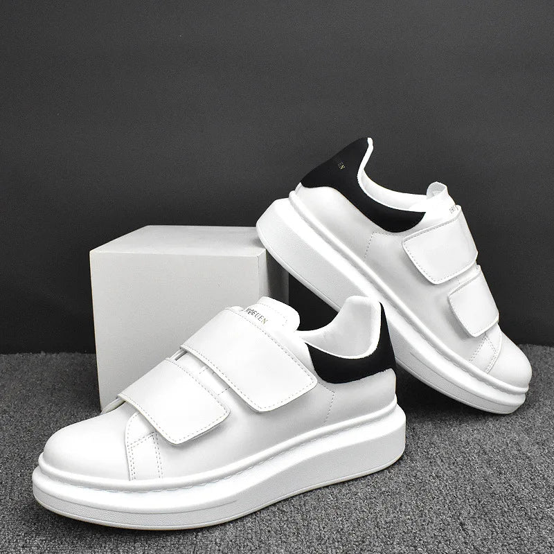 Sneakers Casual Men Air Cushion White Shoes Fashion Microfiber Leather Breathable Increased Internal Flat Platform Board Shoes