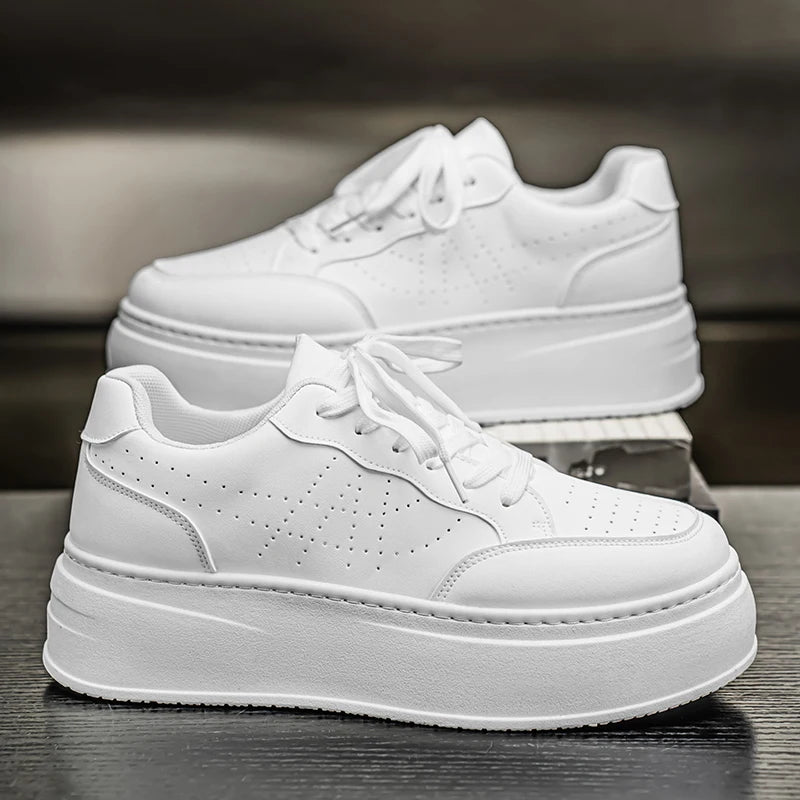 Spring Men's Shoes, New Breathable White Sneakers, Versatile Thick-soled Height-increasing Sports Shoes, and Casual Sneakers