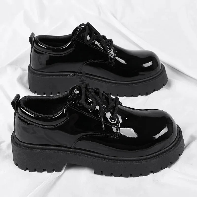 2026 Men's Shoe Fashion Patent Leather Derby Shoes Exquisite Business Dress Shoes for Man Designer Platform Shoes Zapatos Hombre