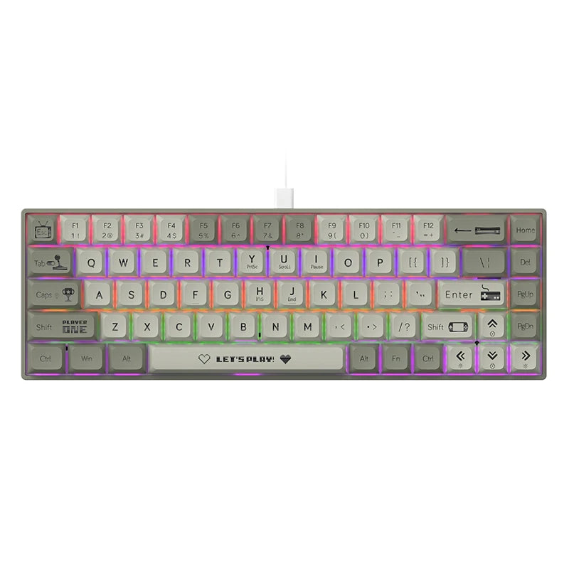 AJAZZ AK680 65% Wired Gaming Mechanical Keyboard Hot Swap Mini Keyboard Custom Keycap Gasket for Pc Laptop