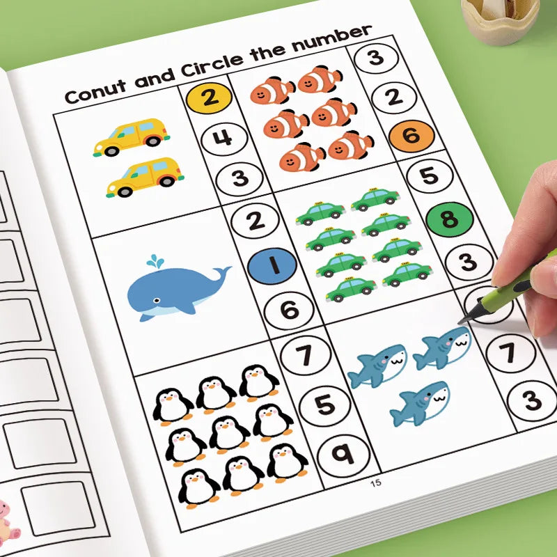 Mathematics Exercise Book, Logical Thinking Training, Fun Math Exercise Book for Early Childhood Education Toy Aged 3-8