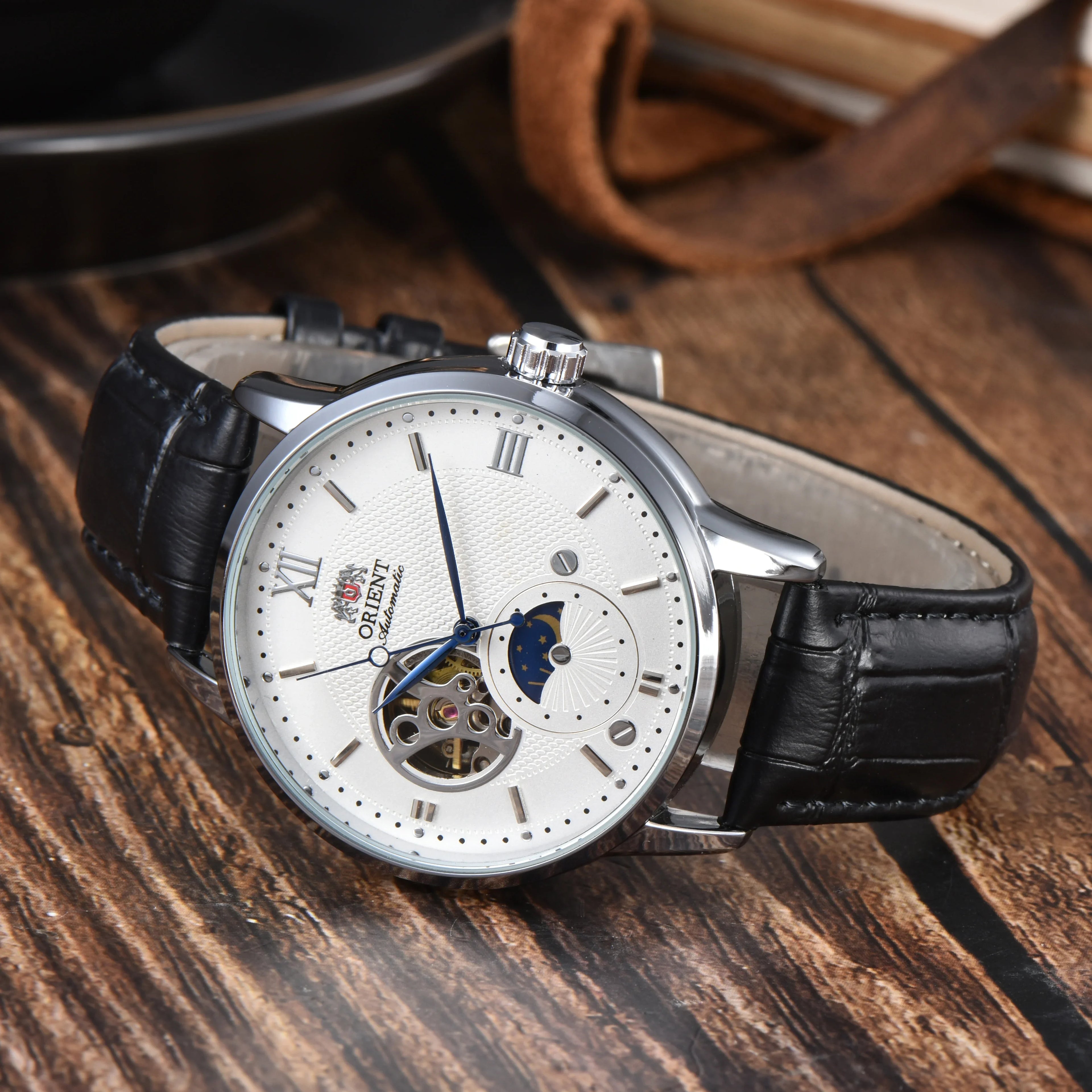 9898 Store Orient Series Sports Mechanical Automatic Unisex Watch Sun, Moon, and Stars World Time Full Function