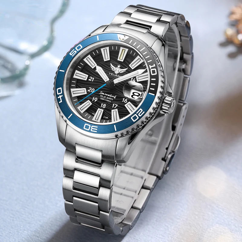 Yelang V1214 woman watch Japan VS37 solar-powered watch 36mm Women Fashion Sapphire swiss luminous 100M Waterproof Watch
