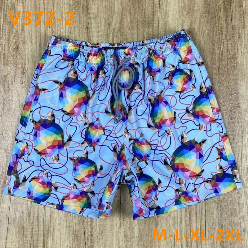 High quality New Summer Men Beach Board Shorts TORTUES HYPNOTIQUES Printed Swimwear Swim Party Bath Surf Bermudas Brand Pants