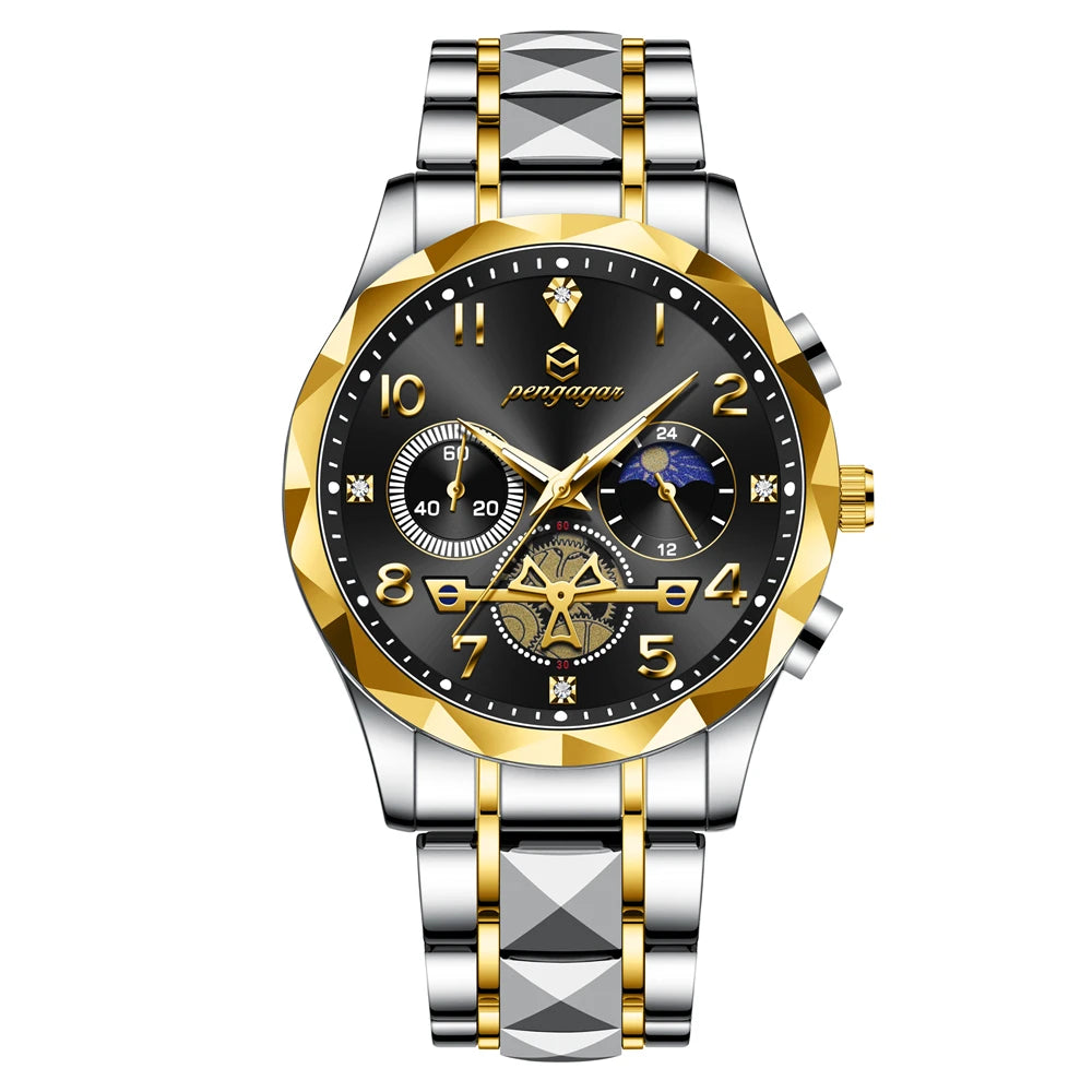 PAAZOMU Luxury Men Watch Top Original Waterproof Luminous Chronograph Man Wristwatch Stainless Steel Quartz Men's Watches Reloj