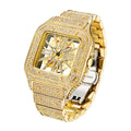 TOP brand watches Fashion Square Men's Watches Luxury Hollow Hip Hop Full Diamond Metal Waterproof Male Quartz Clock Watch Gift
