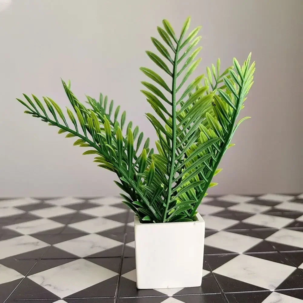 1PC Dollhouse Potted Plant 1:6 Scale Lifelike Mini Flower Pot Home Decoration Micro Landscape Miniature Green Leaves Bonsai