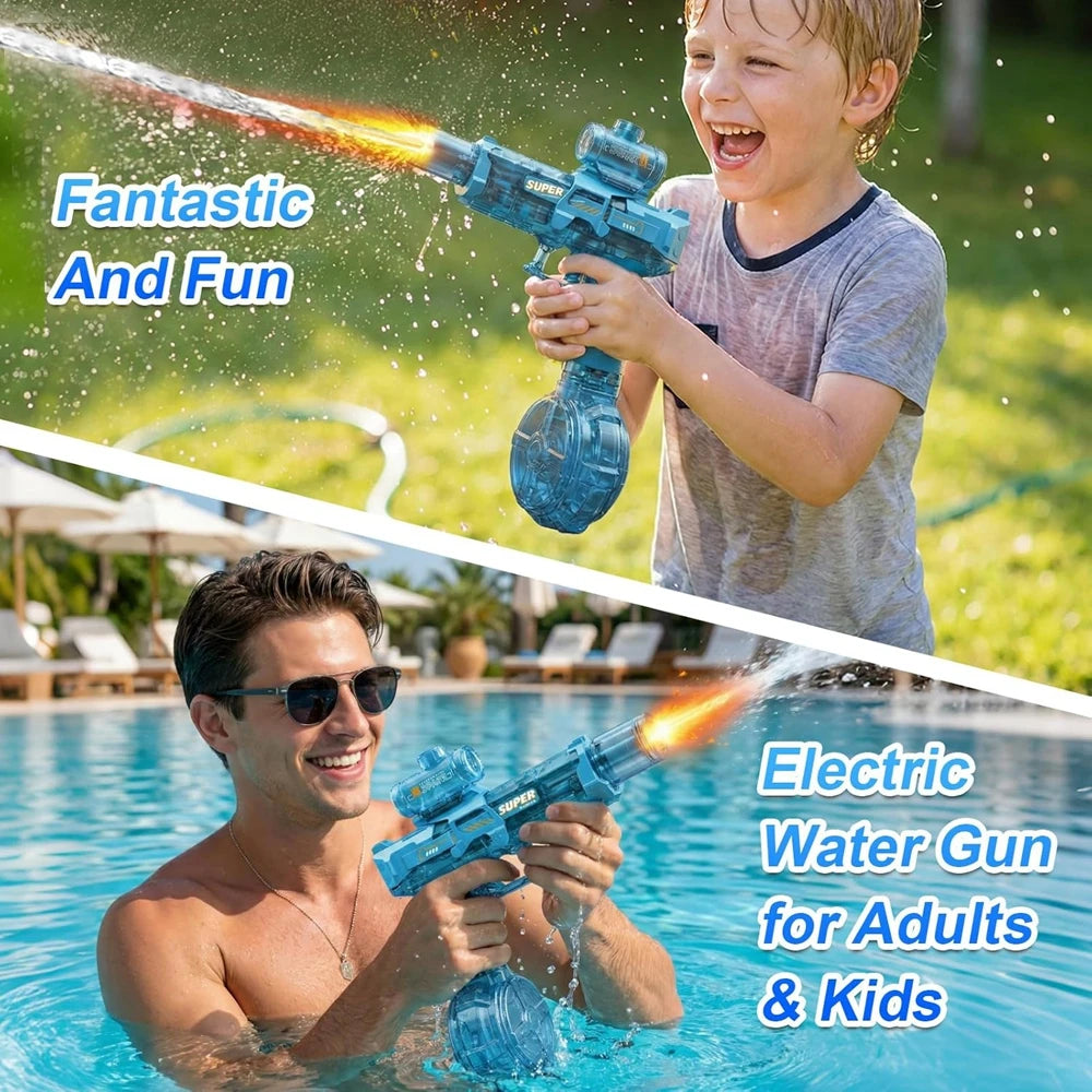Electric Water Gun for Adult Kid Children WaterGun with LED Light Squirt Water Blaster Summer Outdoor Pool Party Boy Girl Toy