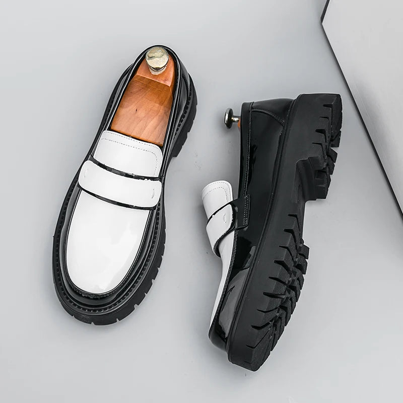 Trendy Designer Style Comfortable Shoes Luxury Brand Low Heeled White Loafers Leather Leisure Fashionable Nightclub Music Shoes
