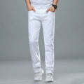 Classic Style Men's Regular Fit White Jeans Business Smart Fashion Denim Advanced Stretch Cotton Trousers Male Brand Pants