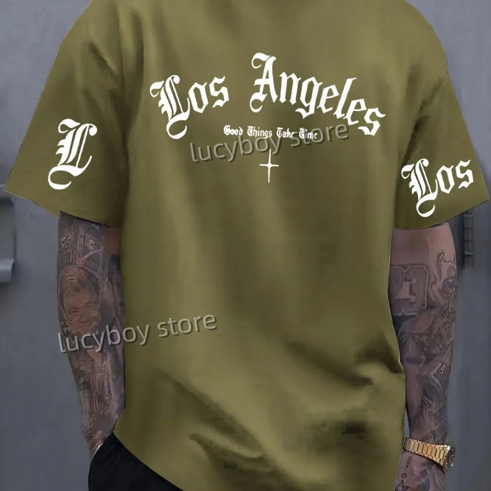 2025 LOS ANGELES  Print Mens  Jersey T-shirt Man Short Sleeve Sport Football T-Shirt  PLUS size round neck Tees Men Clothing