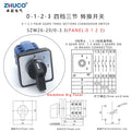ZHUCO SZW26/LW26-20 Ui 660V 20A 3 Phase 12 Screw Terminals 4 Position Selector Changeover Cam Switch 64X64/48X48 mm Panel Mount