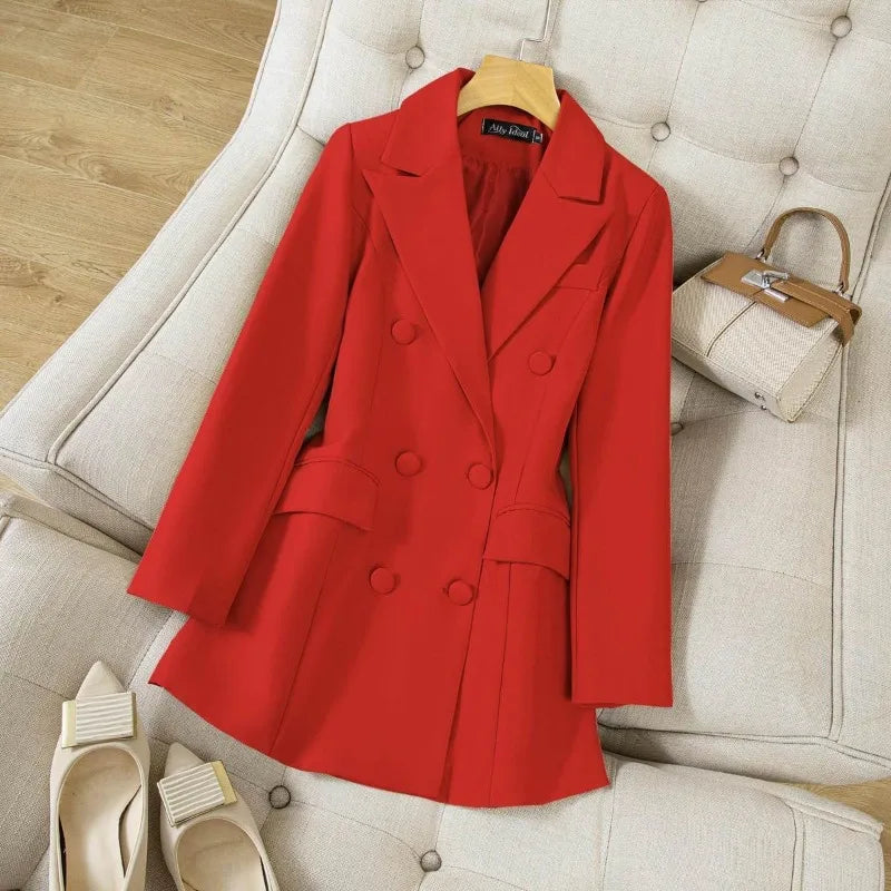 Casual Essential for Daily Commute and Office Wear Blazers Elegant 2026 New in Spring Arrival Double-Row Buttoned Business Coat