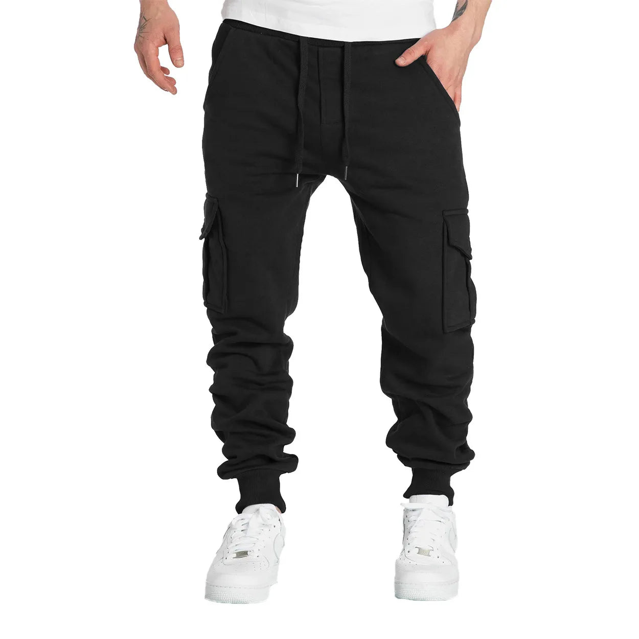 Men's Straight Fit Joggers Sweatpants Loose Oversized Drawstring Long Pants Sports Streetwear Multi-pocket Casual Trousers