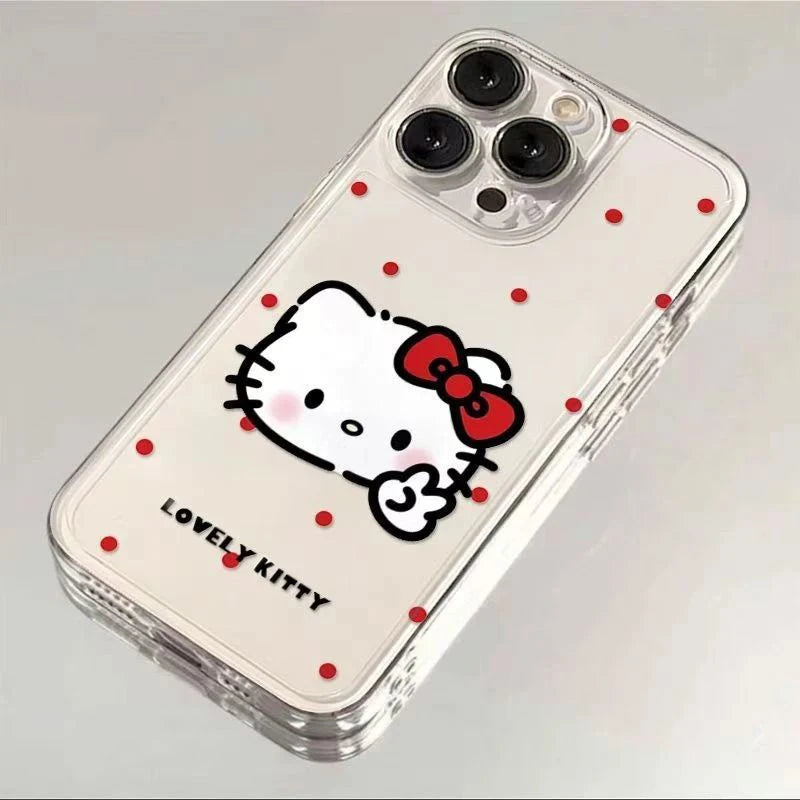Cute Hello Kitty Phone Case For iPhone 16e 16 15 14 13 12 11 17 Pro Max XR XS Max 14 15 16 Plus Mini Soft Shockproof Clear Cover