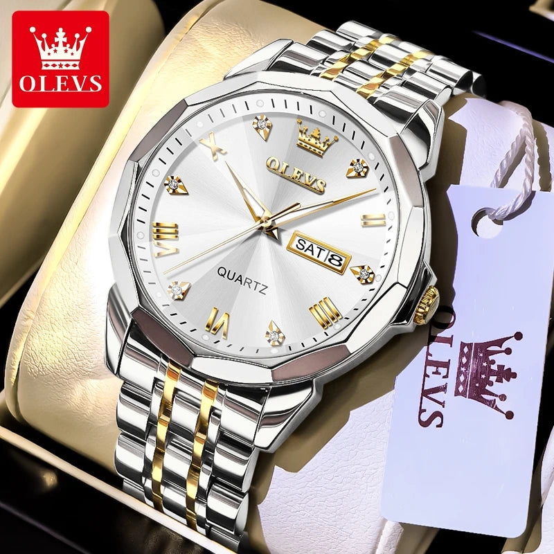 OLEVS 9931 Top Brand Men's Watches Calendar Waterproof Stainless steel Luminous Watch Business Men Wristwatch