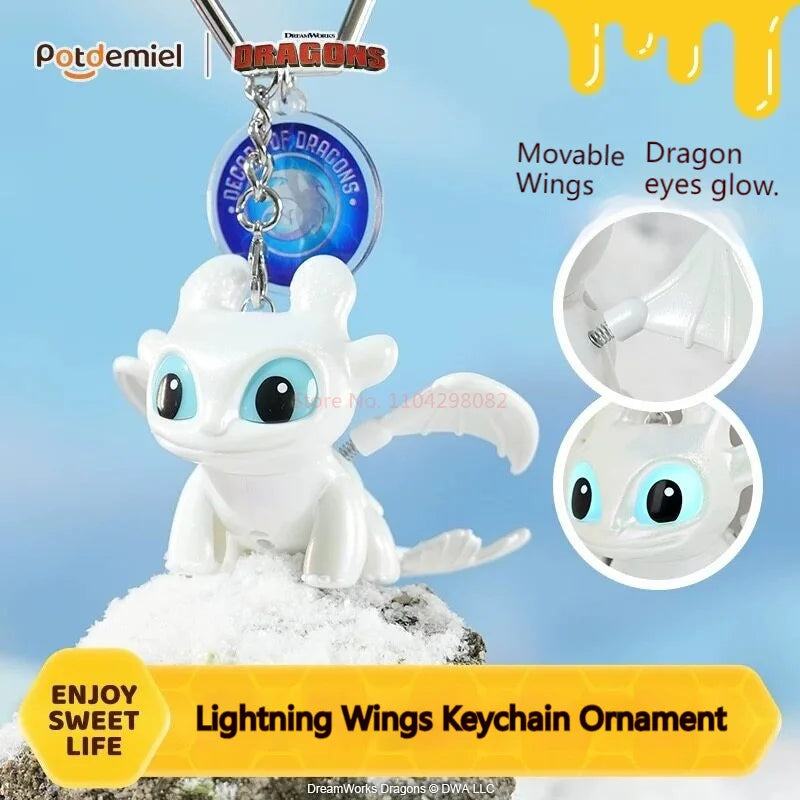 New Potdemiel How To Train Your Dragon Toothless Night Fury & Light Fury Keychain Cute Teeth Luminous Eyes Charm Bag Decor Gifts