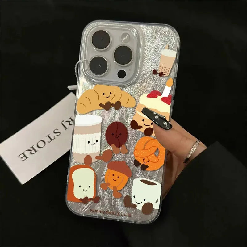 Delicious Dessert Bread Phone Case For iPhone 17 Pro Max Air 16 15 14 13 Pro Max 12 11 XS XR X Plus Fashion Cartoon Hard Cover