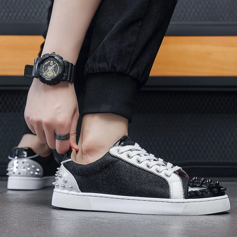 Shoes for Men Designer Punk Rivet Casual Sneakers Trend Men's Sport Vulcanized Shoes Male Sneakers Street Rock Skateboard Shoes