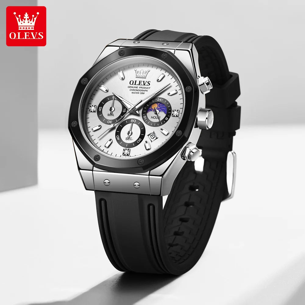 OLEVS 9911 Mens Watch Fashion Brand Waterproof Luminous Quartz Watch for Men Small Dial Sport Wristwatch Chronograph Date Watch