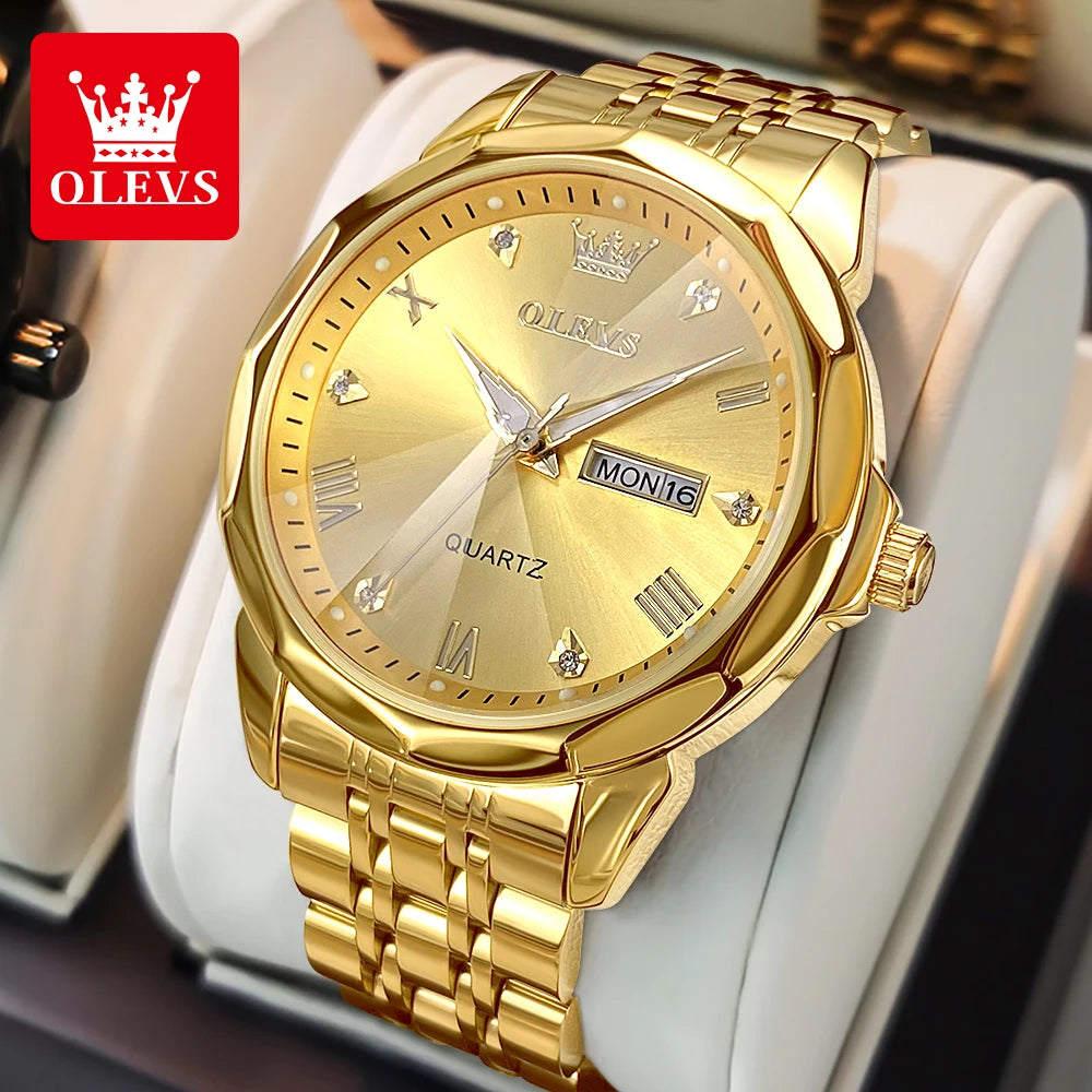 OLEVS 9931 Top Brand Men's Watches Calendar Waterproof Stainless steel Luminous Watch Business Men Wristwatch