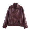 Women's Jacket Fall 2025 New Black Long Sleeve Pebble Faux Leather Jacket Motorcycle Style Personality Fashion