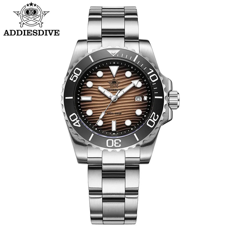ADDIESDIVE New Men's Quartz Watch 316L Stainless Steel BGW9 Luminous 100m Waterproof Diving Wristwatch 41mm Outdoor Sports Watch