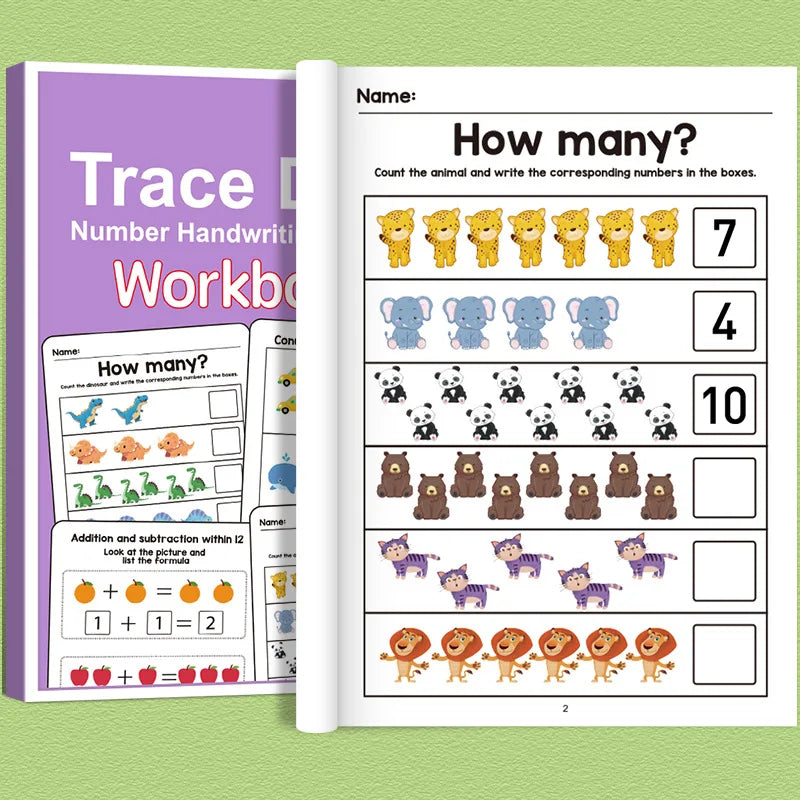 Mathematics Exercise Book, Logical Thinking Training, Fun Math Exercise Book for Early Childhood Education Toy Aged 3-8