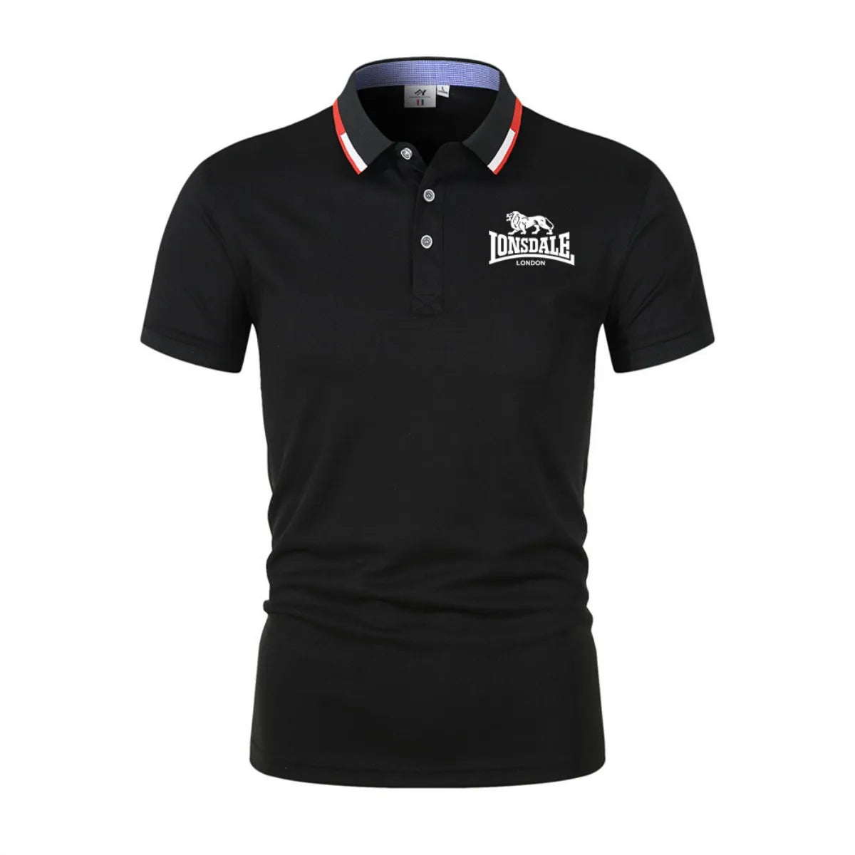 LONSDALE Stylish Letter Print Polo Shirt, Men's Casual Collared Short-Sleeve Shirt, Harajuku Style Loose Fit Top