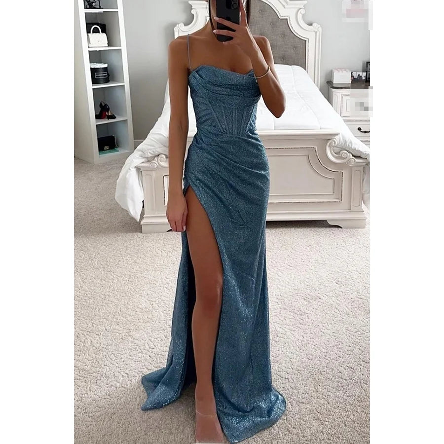 Faionable Strapl Split Dr for Women Street Sle One oulder Svel Gown Perfect for Par Hosts Spring Autumn W...