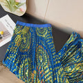 Bohemian Print Beach Skirts Female High Waist Flowy A-Line Pleated Maxi Skirt for Vacation Resort Wear & Spring Fall Fashion