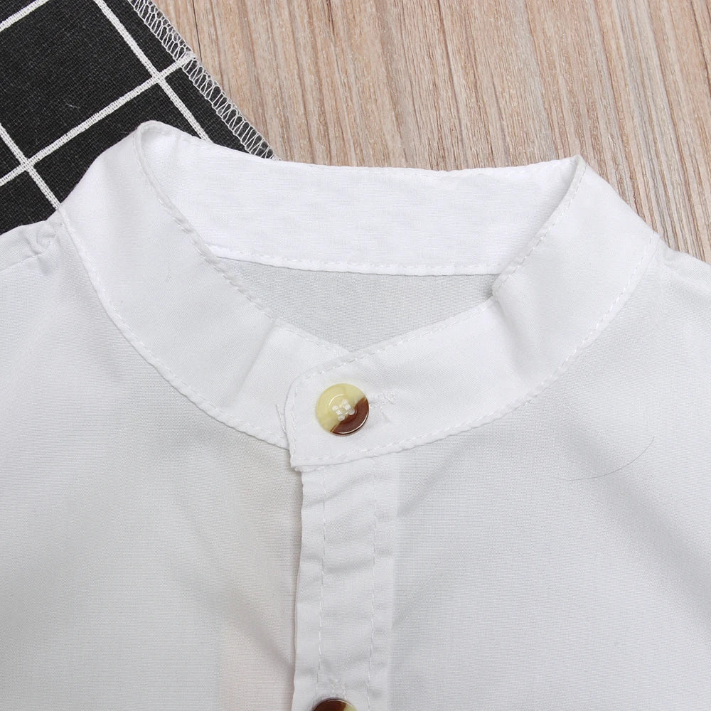 Children's European and American spring and autumn style boy gentleman's suit long-sleeved white shirt top + trousers th
