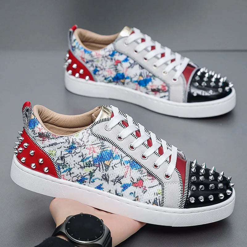 rivets glitter hip-hop casual shoes men skateboard sneakers shoes for man Street Dance sequin bling bling young people footwear