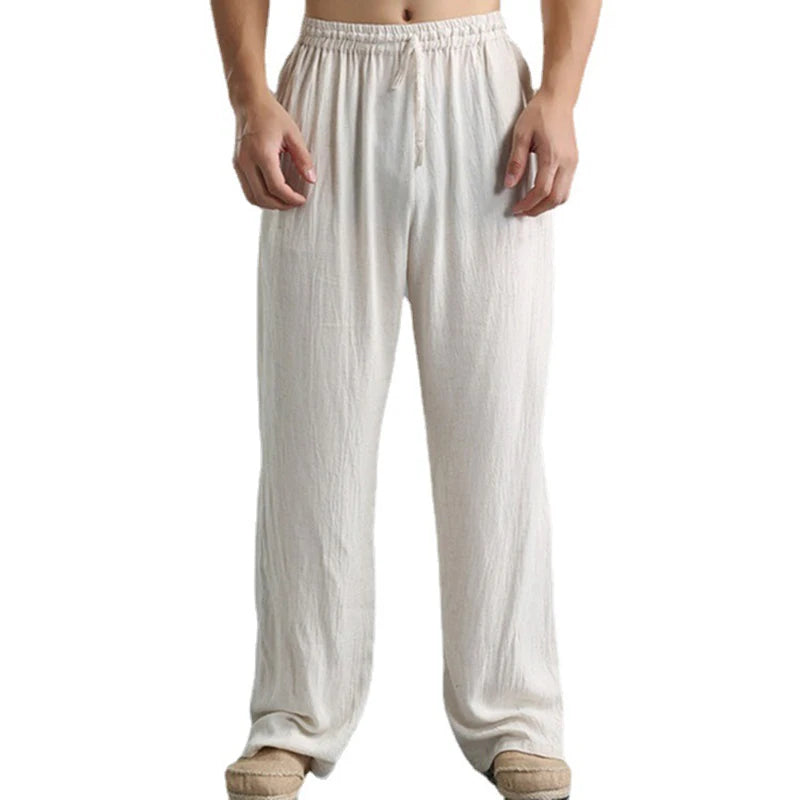 2026 New Men's Cotton Linen Pants Male Autumn New Breathable Solid Color Linen Trousers Fitness Streetwear S-5XL