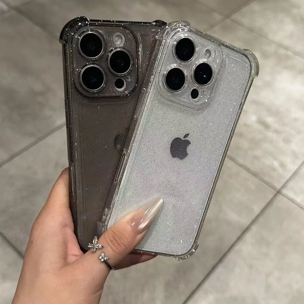 Glitter Bling Clear Case for iPhone 17 16 15 14 13 12 11 Pro Max XS X XR 16PLUS 17AIR 16E Silicone Soft Transparent Bumper Cover
